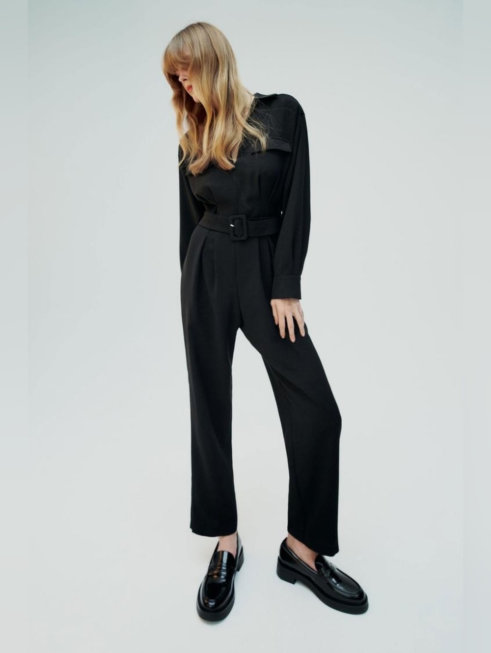 NWT Zara Black Cargo Jumpsuit Large - Chic Dark Academia One-Piece